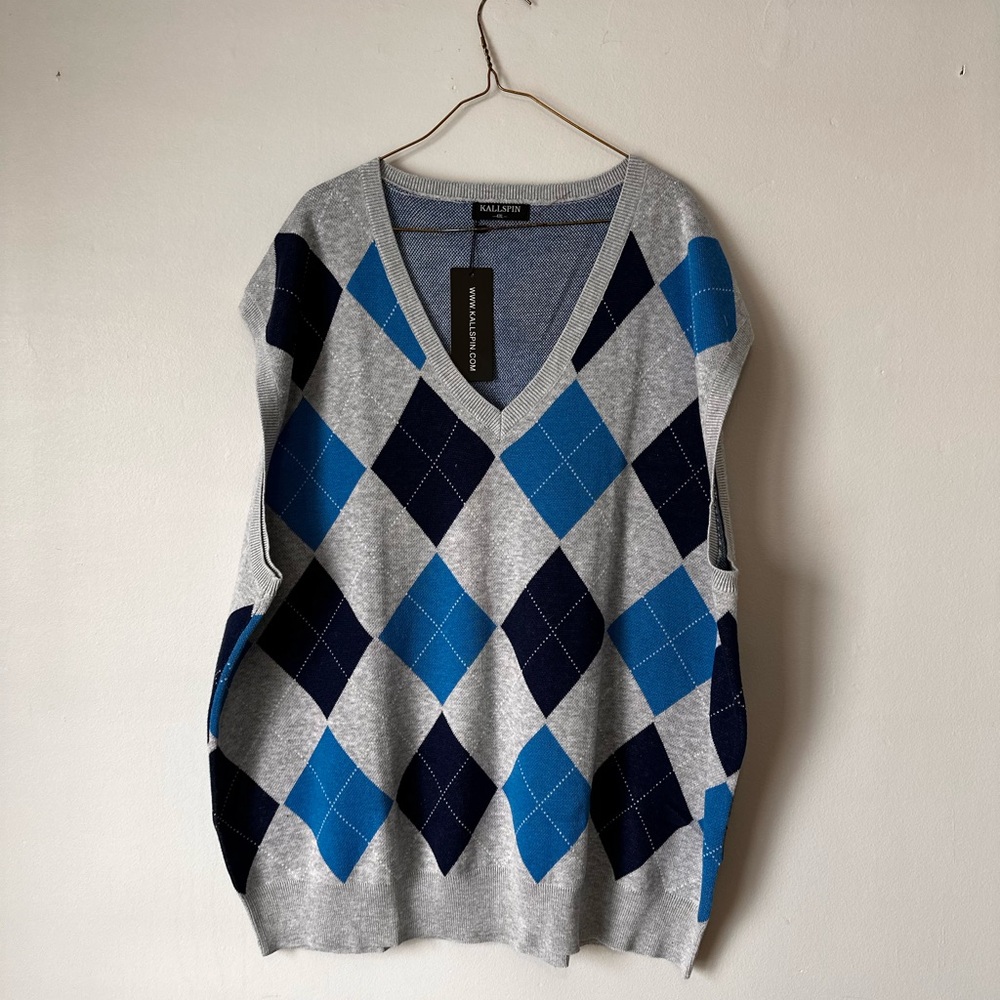 Blue and Gray Cardigan Sweater